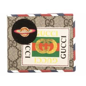 Gucci Courrier Wallet Monogram GG Supreme UFO Embroidered Brown Brand New